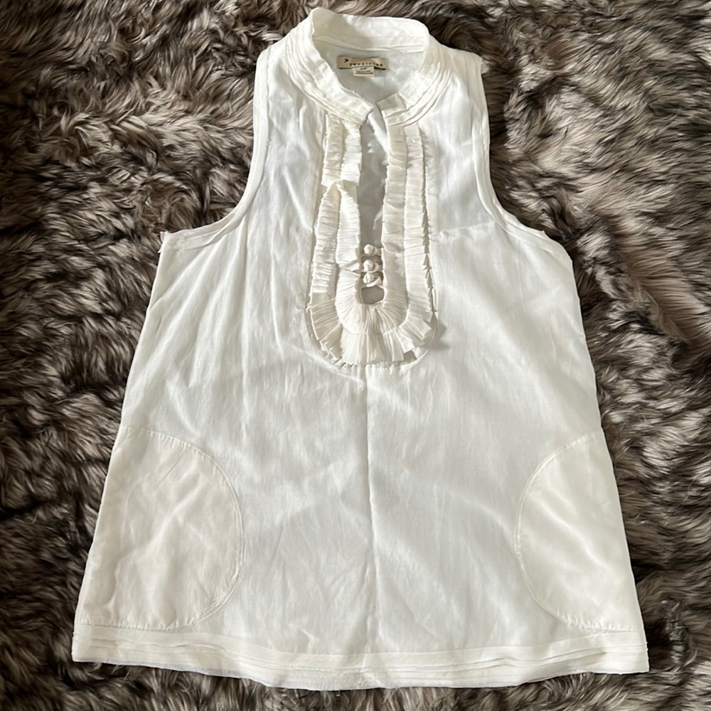 Forever 21 - Cute Long Top - Off White Sleeveless  w/ Pockets - Sz S